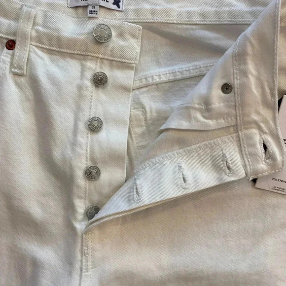 Re/Done Womens High Rise Straight Leg Frayed Hem Cotton 70s Stove Pipe 28 waist - Picture 6 of 12